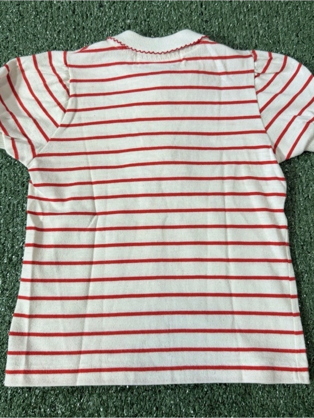 VTG Izod Lacoste Striped Polo Shirt Collar Girl Size 5 Pink Alligator Button Up - Picture 2 of 7